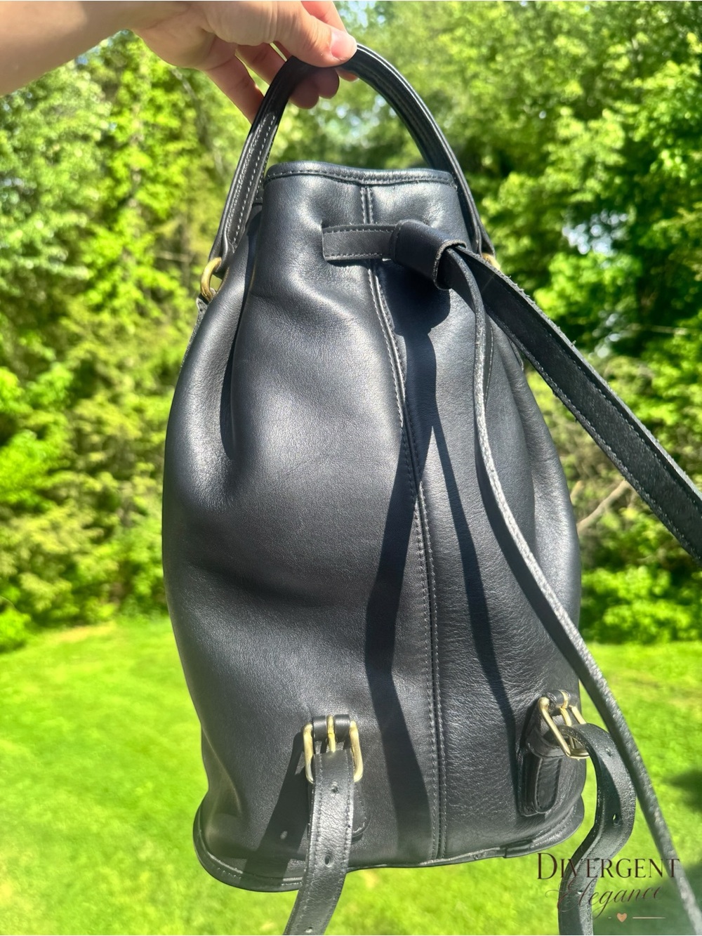 Coach Handle Backpack Sling Daypack Black Glove Tanned Leather Style 9952 - Picture 4 of 8